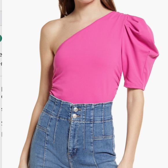 Free People Somethin Bout You One Shoulder Pink Ruffle BodySuit Size S - Picture 1 of 6
